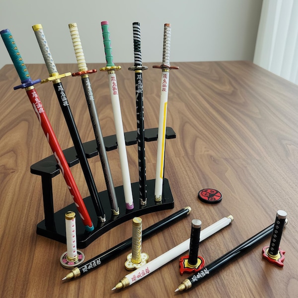 Demon Slayer Sword Pen with Display Stand - Custom Anime Stationery Set