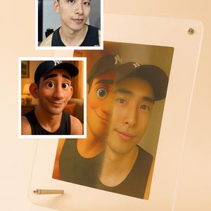 Lenticular Photo to Cartoon Morph Card: Personalized Animated Gift