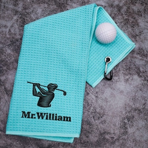 Premium Microfiber Golf Towel - Personalized Golf Towel with Monogram Golf Gift for Him, Dad, or Groomsmen-Personalized Monogram Golf Towel