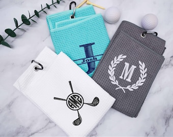 Gepersonaliseerde golfhanddoek met monogram - perfect cadeau voor hem, bruidsjonkers of Vaderdag, aangepaste geborduurde golfhanddoek voor golfliefhebbers