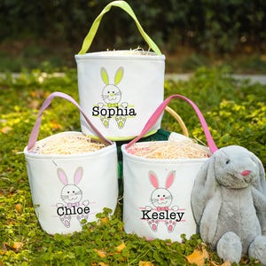 Custom Name Easter Basket – Personalized Bunny Basket  Egg Hunt Bags for Boys & Girls, Unique Easter Gift Idea personalized Easter Gifts Bag