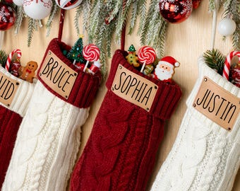 Personalisierter Weihnachtsstrumpf: Zopfmuster Urlaub Dekor Geschenk