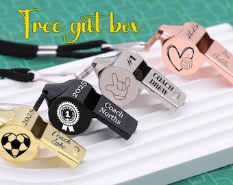 Collar con silbato de entrenador personalizado: regalo deportivo de acero inoxidable grabado