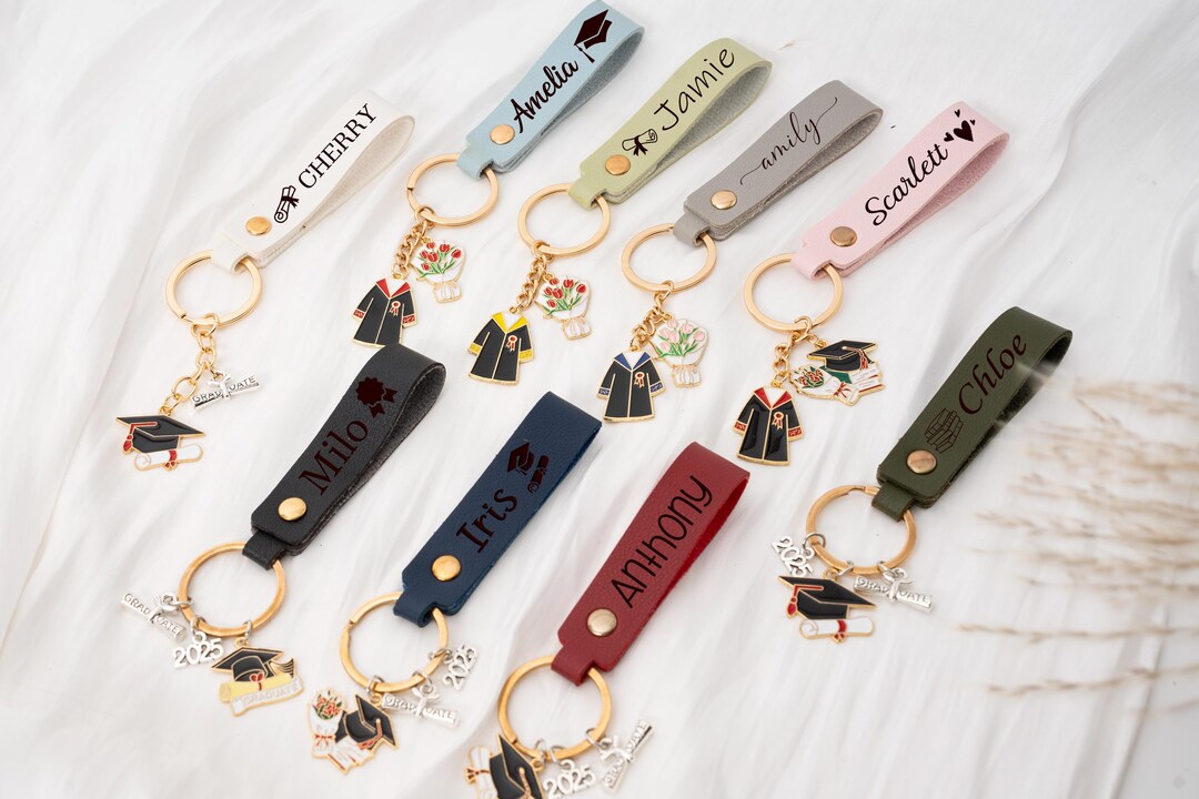 Personalized Leather Graduation Keychain: Class of 2025 Gift - Etsy