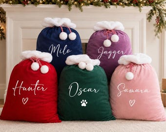 2026 Santa Bag with Name,Large Santa Sack,Christmas Gift Bag,Christmas Stocking Sack,Christmas bag,Holiday gift bag,Santa Bag,Gift for Kids