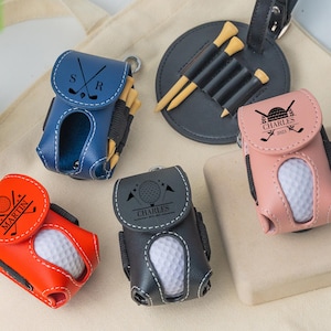 Custom Golf Ball Pouch with Tees Storage Compact Leather Waist Bag Golf Training & Travel Essentials Unique Golf Gift Idea Golf Accessories