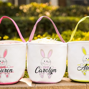 Personalized Easter Basket for Kids – Custom Name Bunny Basket & Monogrammed Egg Hunt Bag for Boys or Girls Personalized Easter Gifts Bag