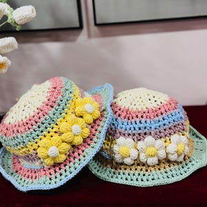 Crochet Baby Sun Hat: Multicolor Flower, Summer Beach Hat