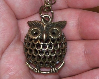 long bronze owl necklace