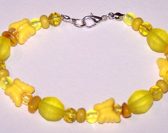 sunshine yellow bracelet with butterflies