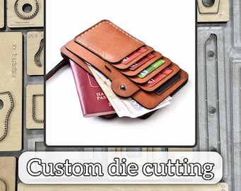 Multifunctional wallet cutting die/custom passport holder precision die cutter/handmade card holder leather art tool/Father's Day gift