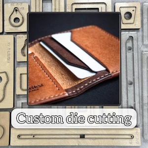 Faca de corte de couro com porta-cartões dobrável/matriz de corte de metal de precisão para couro de alta qualidade/ferramenta de perfuração de aço para artesanato em couro feito à mão