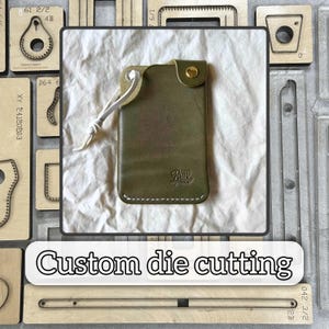 Molde de corte de couro com porta-cartões integrado DIY, ferramenta de corte de metal de precisão para porta-identidade, molde de perfuração de couro personalizado