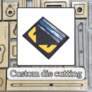 Lindo porta-cartões de couro, molde de corte criativo/porta-cartões de olho personalizado, molde de faca de metal de precisão de couro/ferramenta de perfuração artesanal
