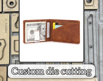 Premium wallet metal cutter, card holder leather craft punch tool, metal clip wallet steel ruler die cutting die, handmade father's day gift