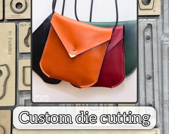 Simple shoulder bag leather hand-cutting die, custom mobile phone bag leather precision die cutter and metal stamping punch tool set
