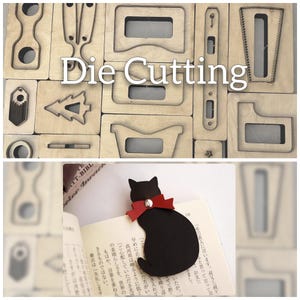 Marque-page chat personnalisé découpé, matrice découpée avec poinçon chat en cuir, outils en papier kraft artisanat en cuir, marque-page en cuir bricolage