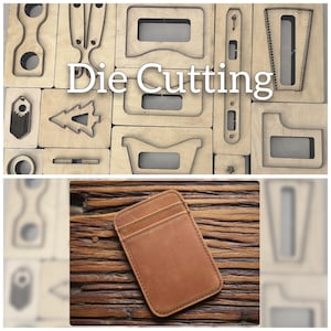 Troqueles de cuero para tarjeteros, troqueles de fundas de tarjetas personalizadas, máquina troqueladora de metal con regla de acero, herramientas de papel Kraft para artesanías de cuero