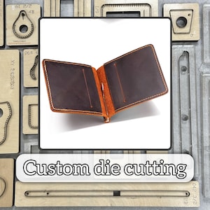 Matrice de découpe en cuir pour portefeuille à pince à ressort simple/matrice de couteau en métal de précision en cuir personnalisée/outil de poinçonnage en acier et en métal pour artisanat en papier kraft fait main