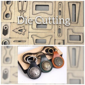 Accessoires en métal et moule de découpe du cuir, ensemble de matrices de perforation en cuir pour porte-clés, outil pour créations artisanales en cuir, emporte-pièces faits main, cadeau de Saint-Valentin
