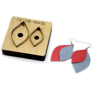 Troquel de corte de aretes de cuero, troquel de corte en forma de hoja de 2,2'', troquel de corte de metal con regla de acero, herramientas de manualidades para hacer álbumes de recortes hechas a mano
