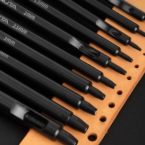 Black round Sharp punch leather hole steel punch - Handmade leather goods set watch strap hole punch(High-strength alloy tip)
