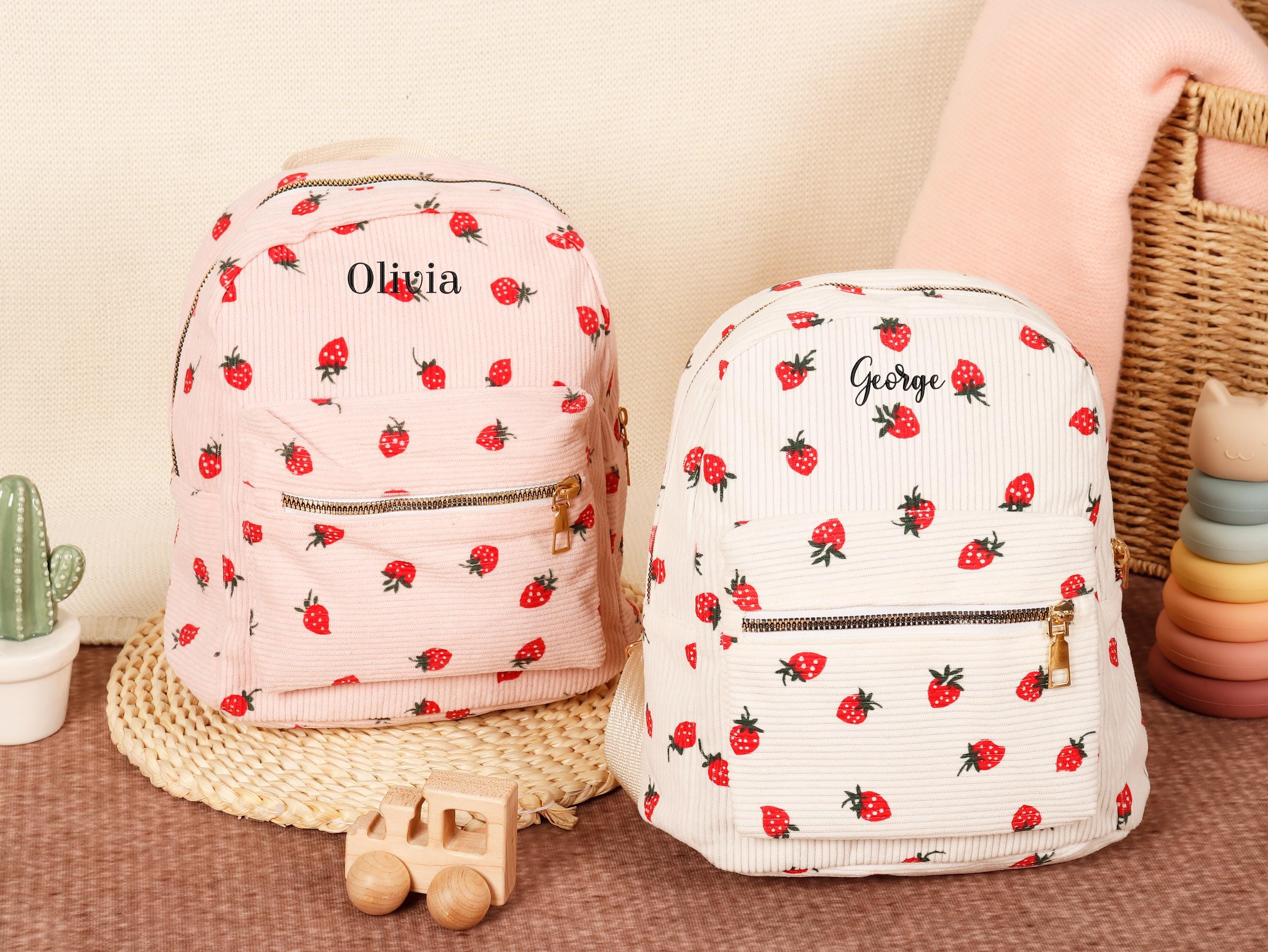 Personalized Embroidery Kids Mini Backpack,Custom Strawberry Toddler Bag with Name,School Bag for Kids,Birthday Gifts,Bag for Girls Boys Kid