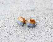 grey copper dipped geo earrings