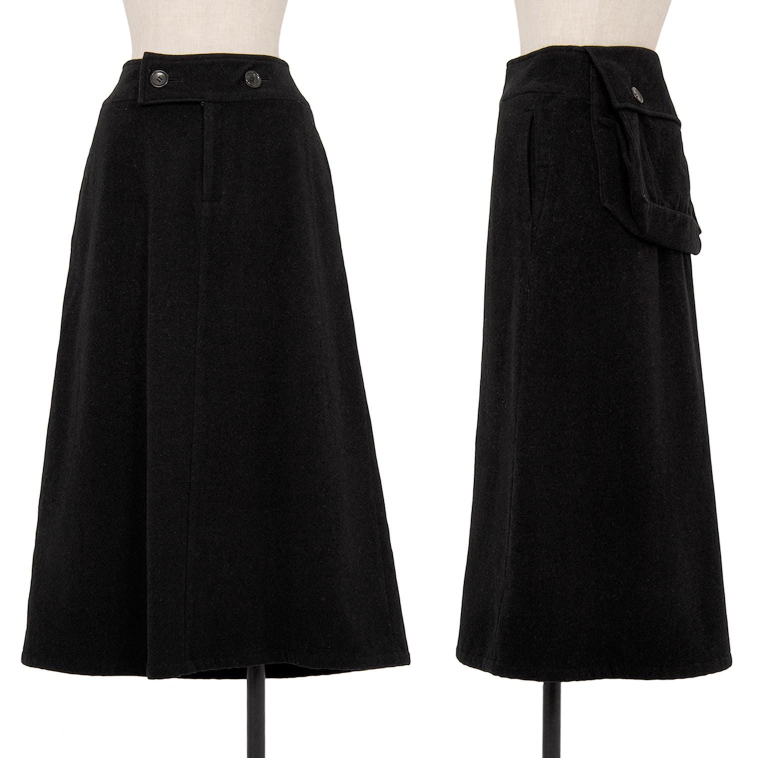 やまもと様 Y's Yohji Yamamoto Medium Wool Black Velvet Skirt Pouch Dark