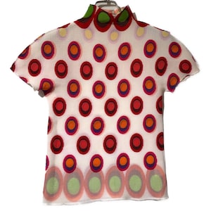 issey miyake me カラフル レインボー　半袖シャツ ISSEY MIYAKE me Rainbow Circle Printed Stretch Pleats T