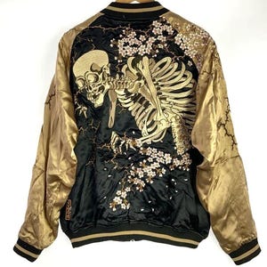 Tangled Soul 絡繰魂 XL Reversible Embroidered Sukajan Black