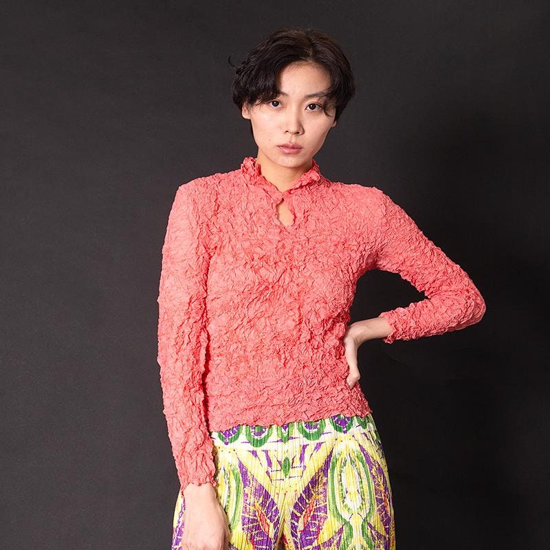 PLEATS PLEASE Vintage 90s Issey Miyake Pleated Top Wrinkled