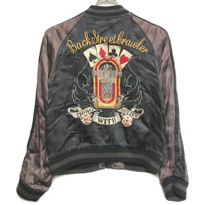 Back Street Crawler xs gambler sukajan veste de motard japonaise carte requin jukebox rock roll veste souvenir adolescent hommes xs femmes petite taille tf