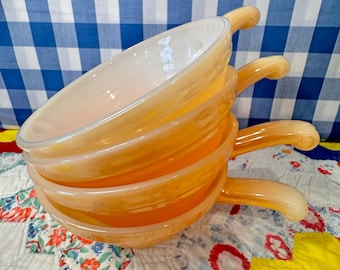 Bols de céréales à soupe Fire King | Lot de 4 | Motif ruche | Anchor Hocking 1952-1963 | Excellente condition | Objets lustré | Fabriqué aux États-Unis