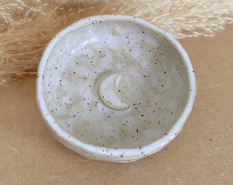 Handmade Ceramic Boho Moon Dish Pinch Pot for decor and trinkets