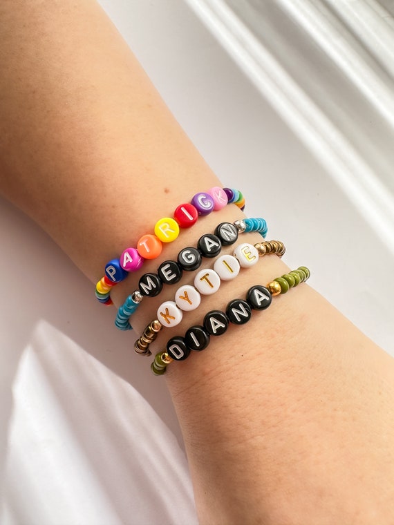 1 25 100 200 1000 Custom Friendship Bracelets Bulk Team Bracelet Personalized Name Bracelets Beaded Bracelets Cheer Team Gifts in Bulk Etsy Norway