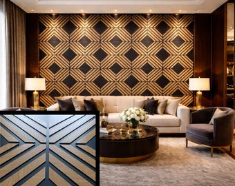 3D Wood Slat Wall Panel Oak on Black | Modern Architectural Wall Design