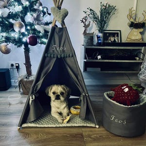 Pet bed, cat teepee, cat house, pet furniture, cat bed, dog house, cat cave, dog bed - personalized tent