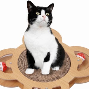 Kratzbaum aus Pappe für Katzen, Kratzbaum aus Pappe, Katzenspielzeug mit Kratzkissen, Katzenkratzmatte, Bodenkratzmatte