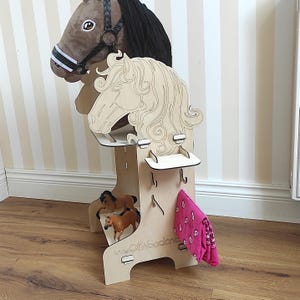 Hobby horse stall barn with hangers , wooden stable for hobby horse, Hobby horse stand