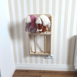Wooden stable for hobby horses, Hobby horse stand, wooden stable barn, Hobby horse wall shelf, stall stable wall mounted