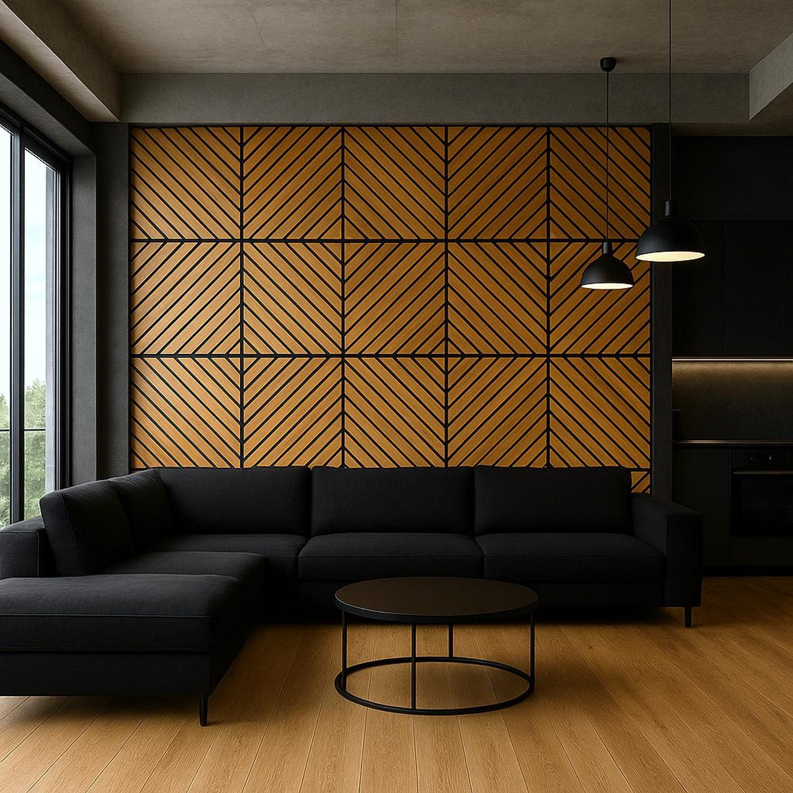 Oak Lamella 3D Wall Panel: Modern Art Deco Black HDF Decor - Etsy UK