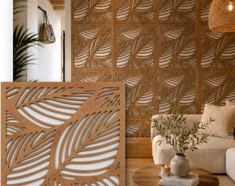 3D-wandpaneel met blad, tropisch bohodecor, overschilderbare HDF-muurkunst, urban jungle-accent