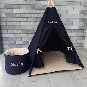 Pet bed, cat teepee, cat house, pet furniture, personalized bed gift, dog house, cat cave, dog pillow