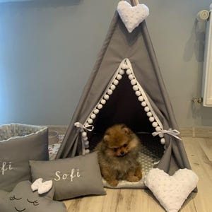 Personalized pet teepee, pet tipi, dog teepee, boho dog house, cat tipi, bunny teepee