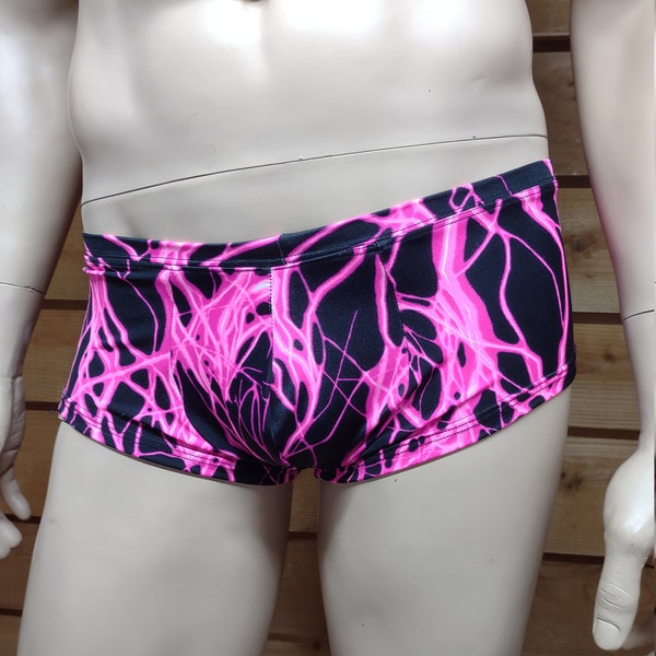 Men's pouch Booty Shorts, black and pink