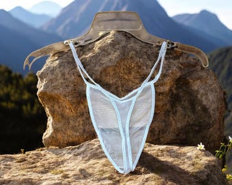 Men's White Chiffon Thong