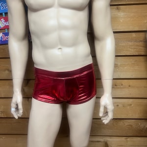 Men&#39;s metallic red booty shorts
