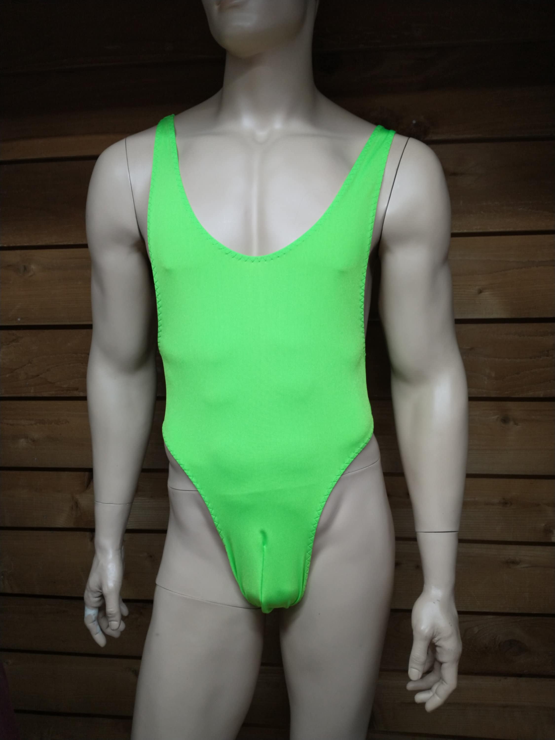 Men's Neon Green Leotard Bodysuit 