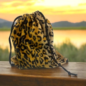 Leopard Print Drawstring Bag - Stylish and Functional Accessory